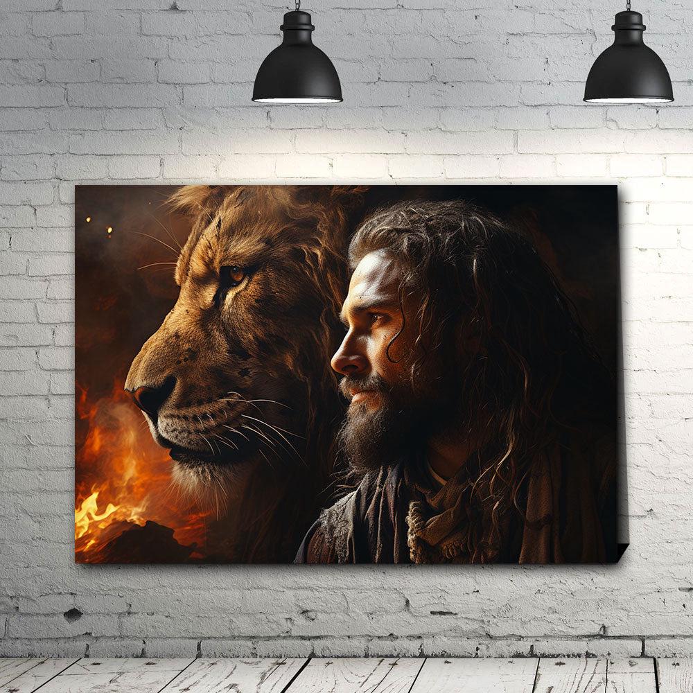 Savior's Strength - Jesus Christ and Lion of Judah Canvas Poster Wall Art Savior's Strength - Jesus Christ and Lion of Judah Canvas Poster Wall Art