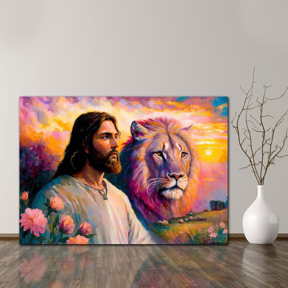 The Lion of Judah Jesus Christ Christian Canvas Poster Wall Art The Lion of Judah Jesus Christ Christian Canvas Poster Wall Art